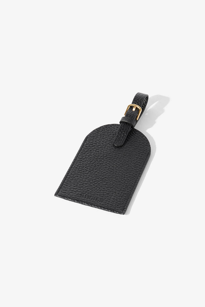 HALE LUGGAGE TAG WITH BUCKLE - BLACK WITH GOLD HARDWARE