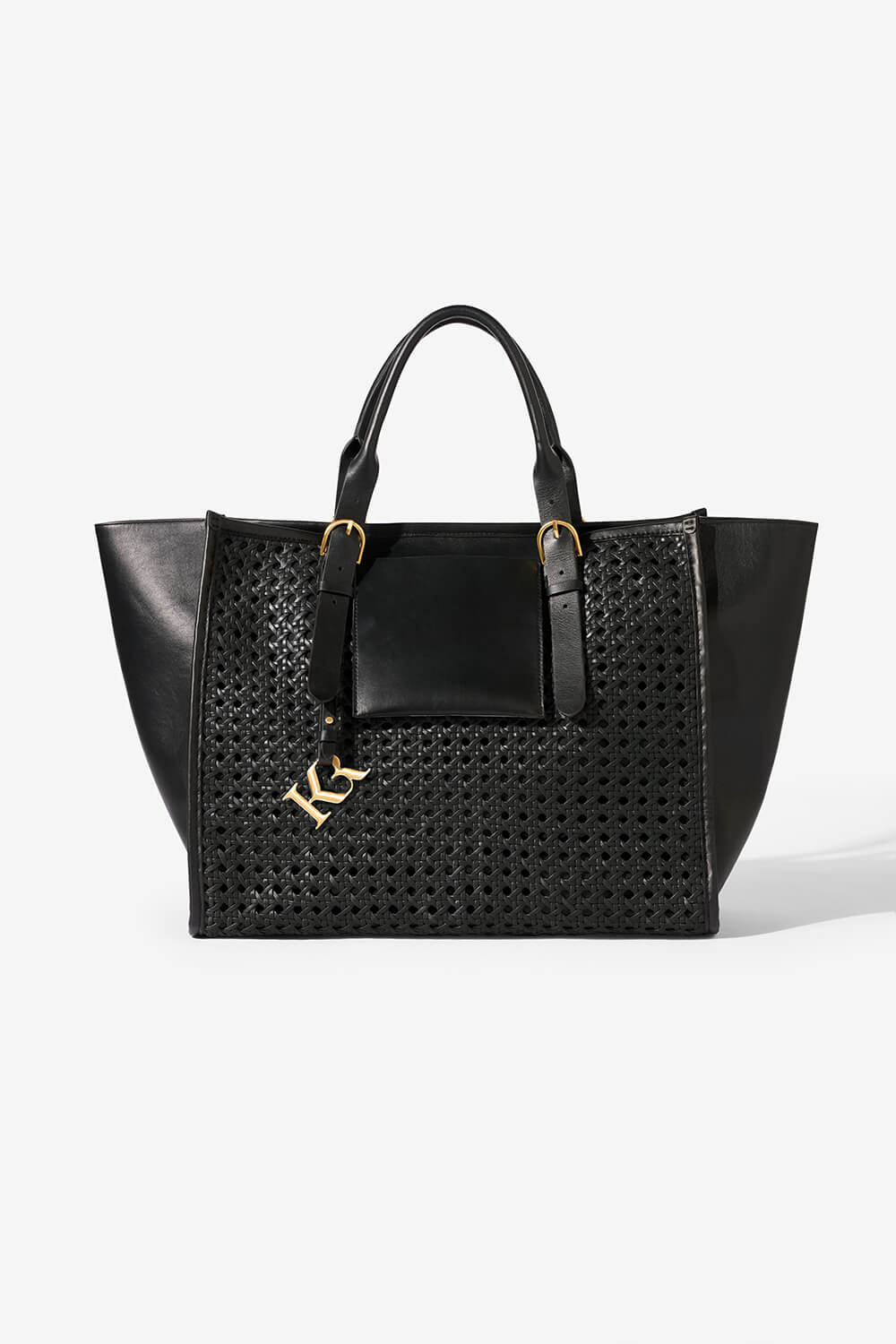 Black Kin Bag Sustainable Rattan Leather Weave Work And Travel Bag – K I N N O N