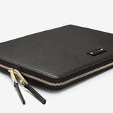 STARK LAPTOP SLEEVE - BLACK WITH LIGHT BRUSHED GOLD HARDWARE