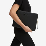 STARK LAPTOP SLEEVE - BLACK WITH LIGHT BRUSHED GOLD HARDWARE