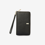 HEMINGWAY TRAVEL WALLET - BLACK WITH LIGHT BRUSHED GOLD HARDWARE