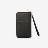 HEMINGWAY TRAVEL WALLET - BLACK WITH LIGHT BRUSHED GOLD HARDWARE