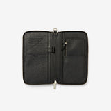 HEMINGWAY TRAVEL WALLET - BLACK WITH LIGHT BRUSHED GOLD HARDWARE