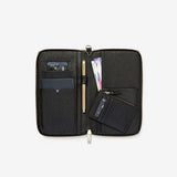 HEMINGWAY TRAVEL WALLET - BLACK WITH LIGHT BRUSHED GOLD HARDWARE